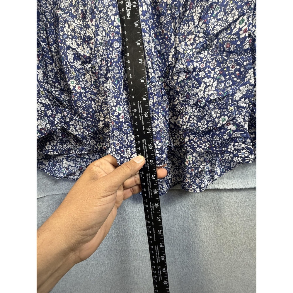 Old Navy Blouse Womens 4X Blue Floral Henley Long Sleeve Tunic Plus Top - Picture 8 of 11
